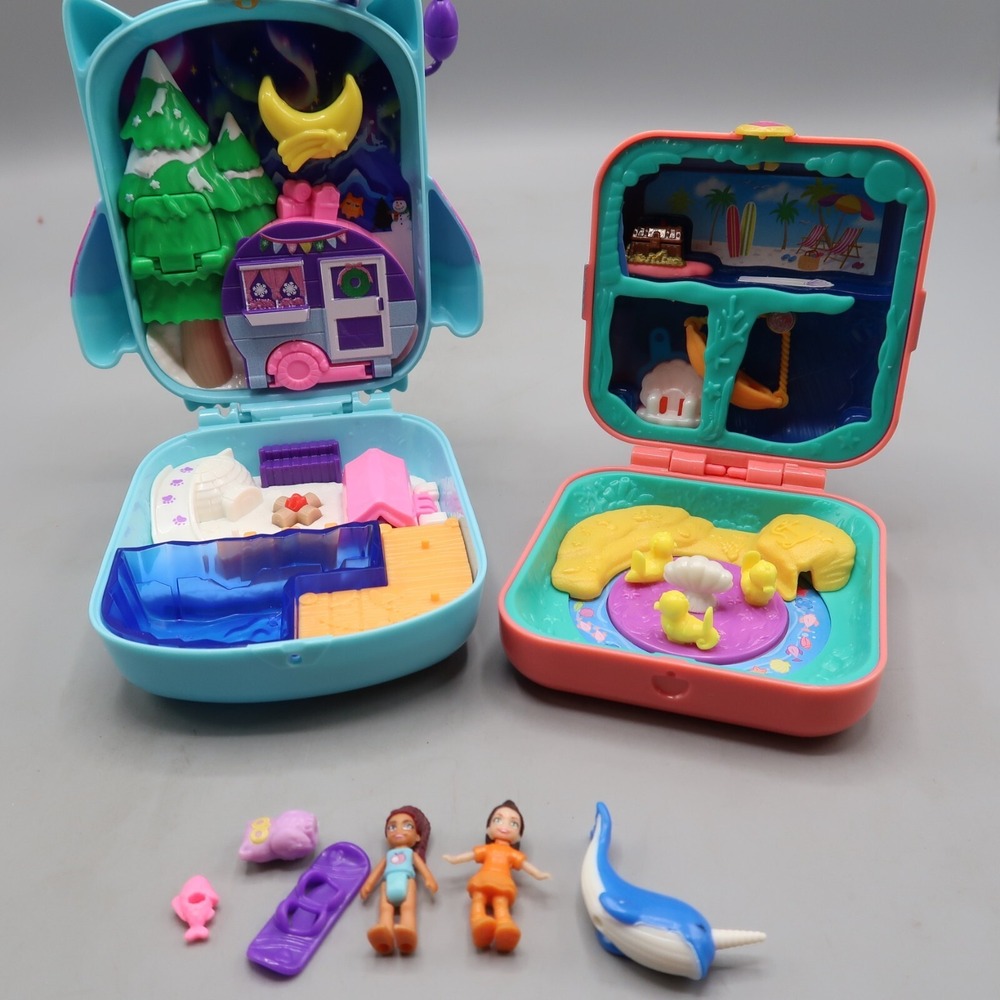 Polly Pocket Hidden Hideouts Mermaid Cove & Owl Camping Set Figure 2018‎ Lot